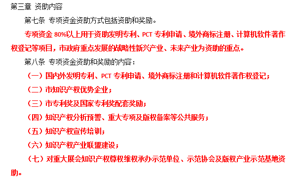深圳市知識(shí)產(chǎn)權(quán)專項(xiàng)資助和獎(jiǎng)勵(lì)內(nèi)容7個(gè)要點(diǎn)